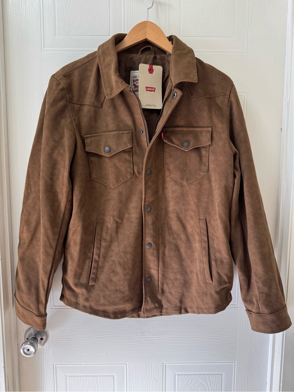 Levi's Men's Brown Suede-Effect Bomber Jacket